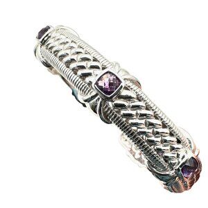 Judith Ripka Womens Bracelet Amethyst Sterling Silver Hinged Cuff